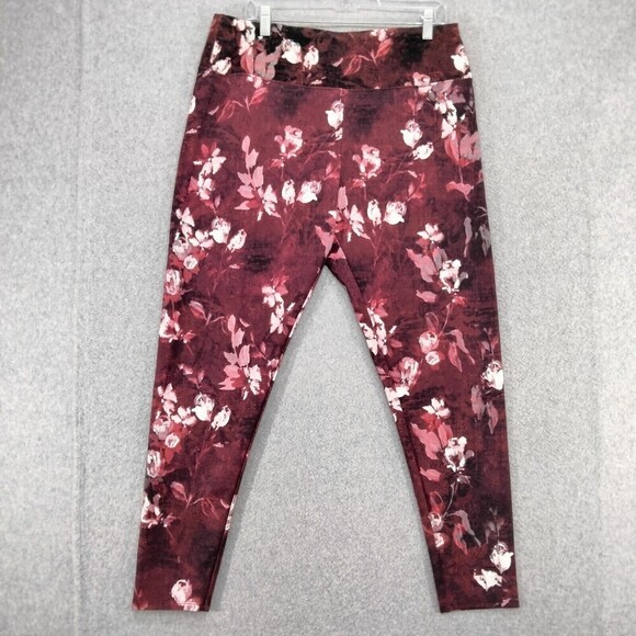 NEW! Soft Surroundings Ankle Leggings Wmns Sz XL Red Floral SuperSlim High Rise - Picture 1 of 14